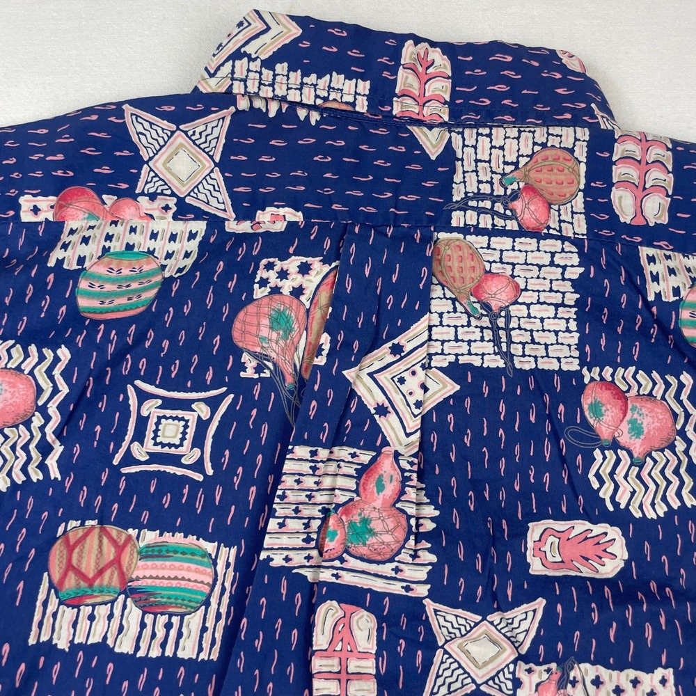 Reyn Spooner Mens Hawaiian Shirt Blue Geometric Novelty Print Short Sleeve Large - Picture 6 of 6